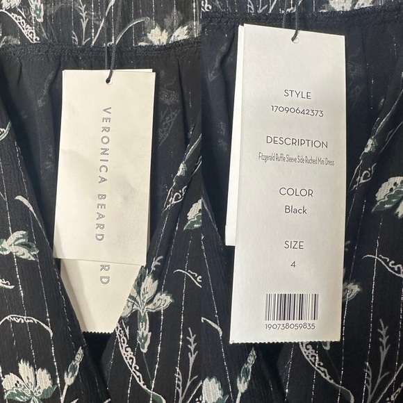 Veronica Beard Fitzgerald Side-Ruched Floral-Print Chiffon Mini Dress NEW Size 4 - Picture 13 of 14
